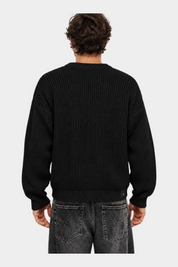 Vista posteriore di un uomo che indossa un maglione girocollo nero a maglia larga Follower SRL regular-fit