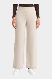 Pantalone ampio Follower SRL in NaturalSoft color avorio con vita alta e fondo a coste