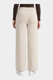 Pantalone ampio Follower SRL in tessuto NaturalSoft color avorio, vista posteriore con vita elasticizzata