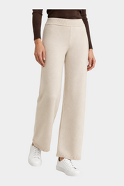 Pantalone ampio Follower SRL in NaturalSoft color avorio con vita alta e fondo a coste
