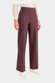 Pantalone ampio Follower SRL in tessuto compact color bordeaux con vita alta e vestibilità elegante