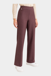 Pantalone ampio bordeaux in tessuto Compact firmato Follower SRL, taglio elegante con vita alta e vestibilità fluida