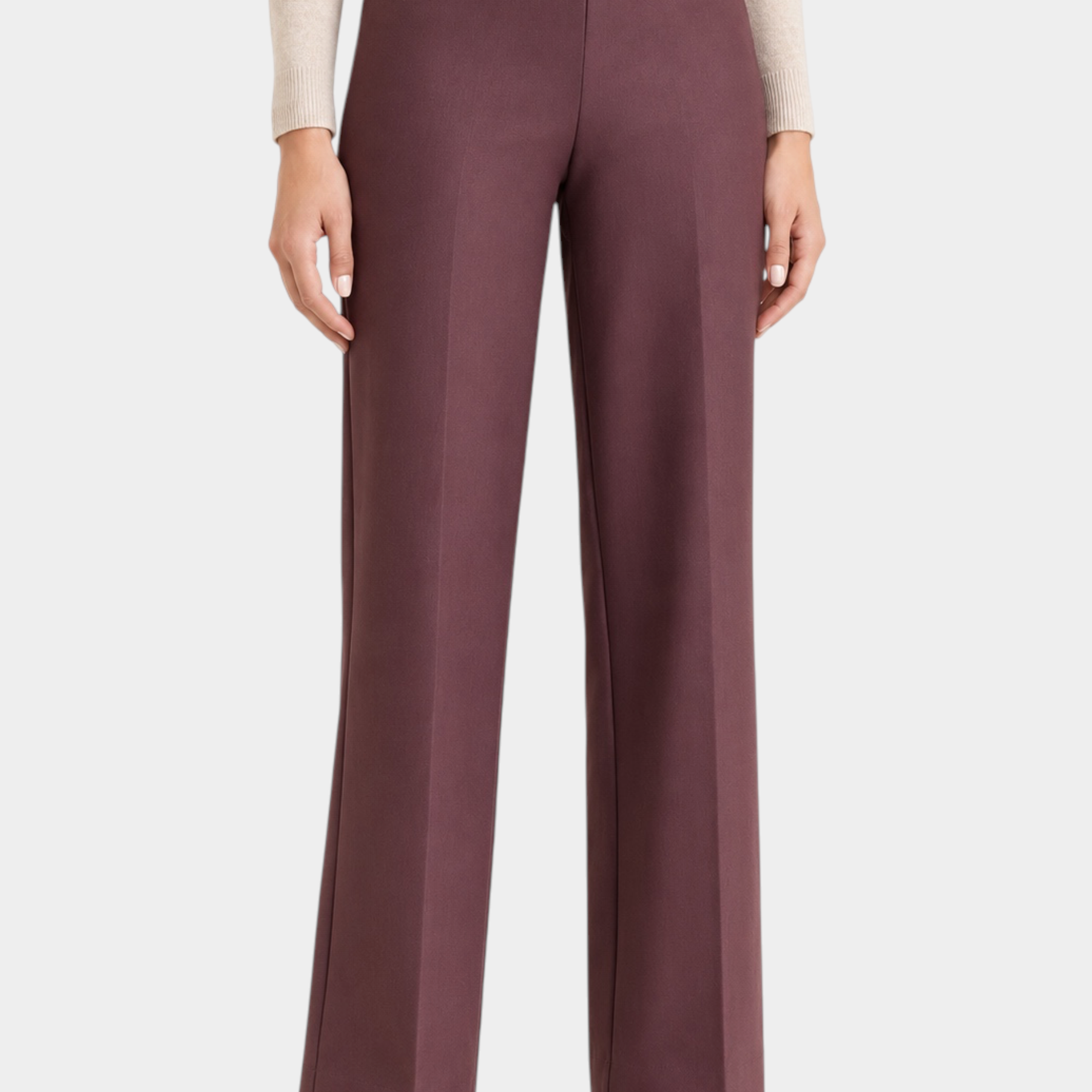 Pantalone ampio Follower SRL in tessuto compact color bordeaux con taglio sartoriale e vita alta