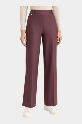 Pantalone ampio Follower SRL in tessuto compact color bordeaux con taglio sartoriale e vita alta
