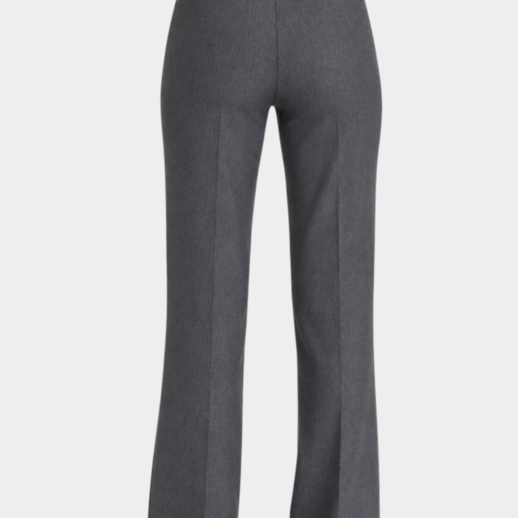 Pantalone ampio Follower SRL in tessuto compact grigio, vista posteriore con taglio sartoriale e tasche a filetto