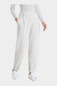 Pantalone a carota con tasche e pinces in Velvet Donna Avorio RAGNO - 0