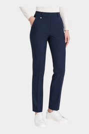 Pantalone dritto blu Follower SRL in tessuto compact con tasche laterali e taglio elegante