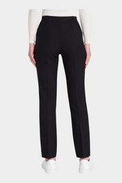 Pantalone dritto nero da donna Follower SRL in tessuto compact con taglio sartoriale visto da dietro