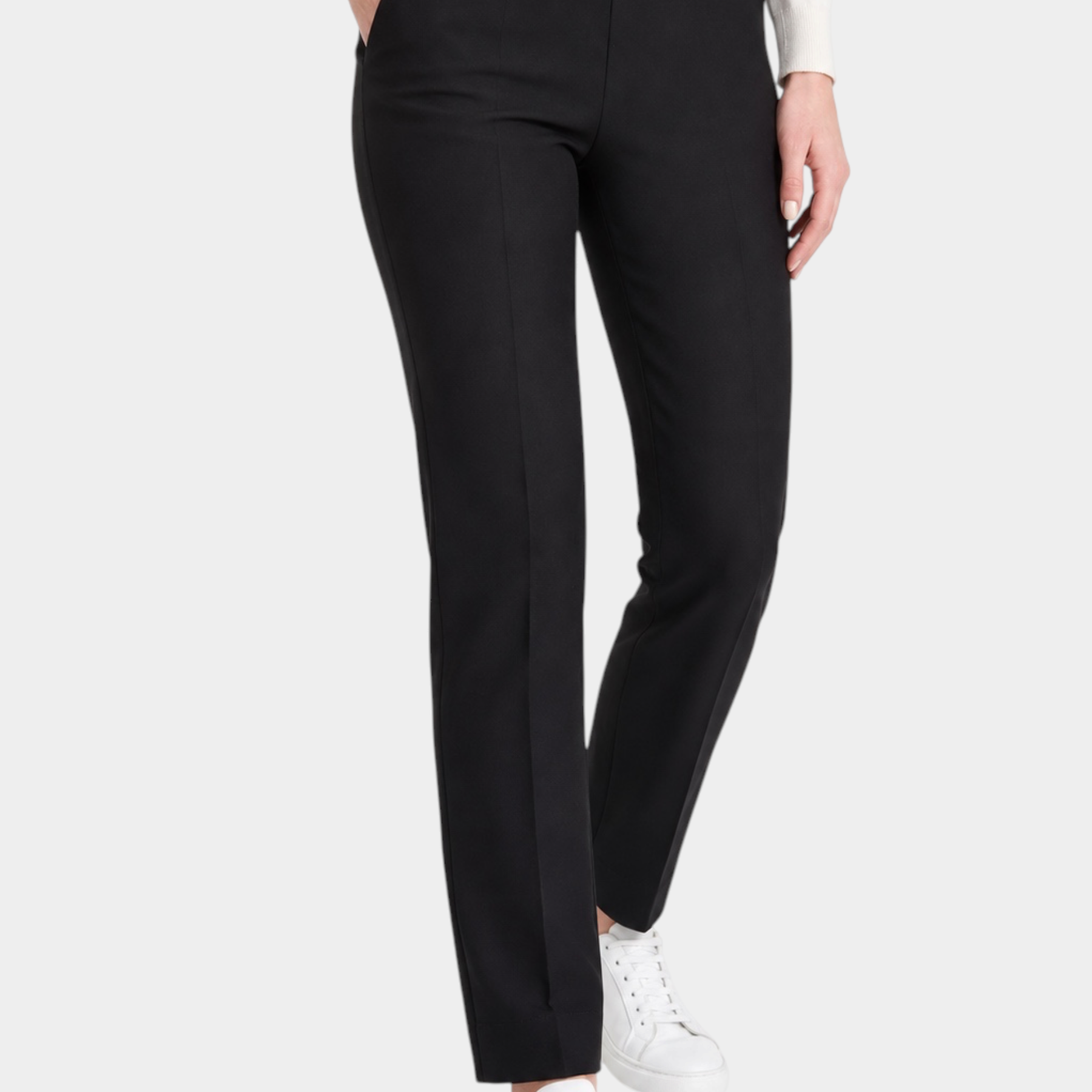 Pantalone dritto nero in tessuto Compact di Follower SRL con tasche laterali e taglio elegante