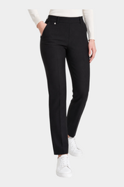 Pantalone dritto nero in tessuto Compact di Follower SRL con tasche laterali e taglio elegante