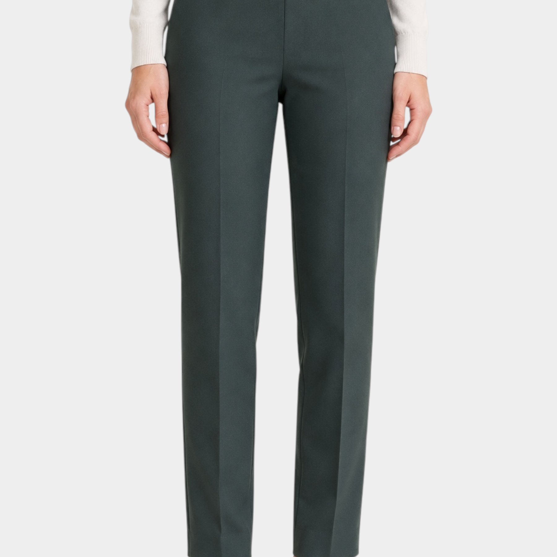 Pantalone dritto verde scuro in tessuto Compact di Follower SRL con tasche e taglio sartoriale
