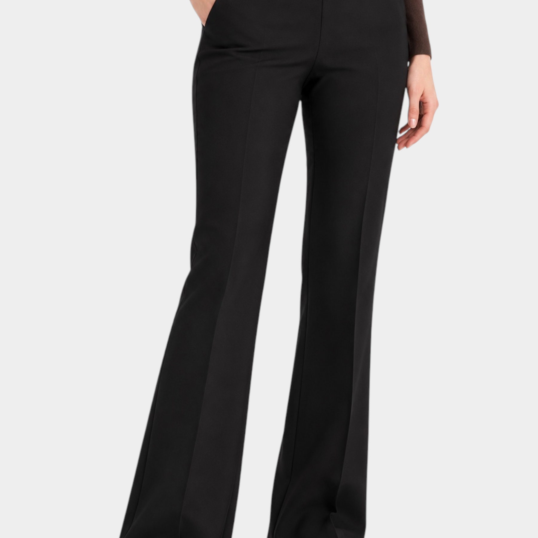 Pantalone flare nero Follower SRL in tessuto Compact con tasche laterali e linea elegante