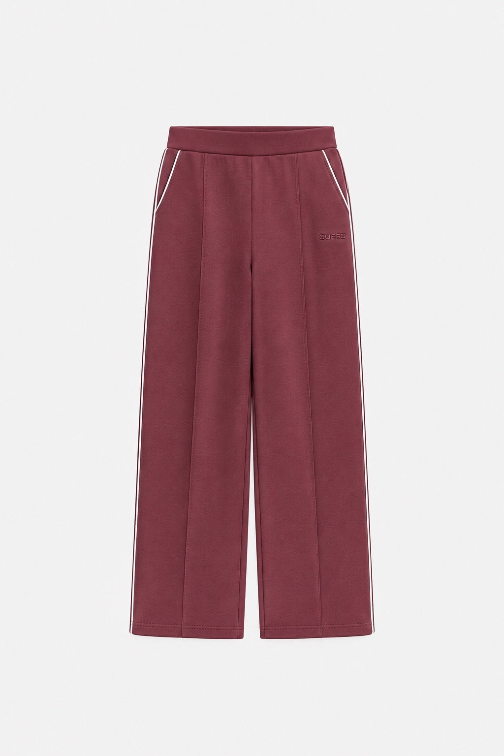 Pantalone jogger Follower SRL GUESS bordeaux con riga laterale bianca e logo ricamato