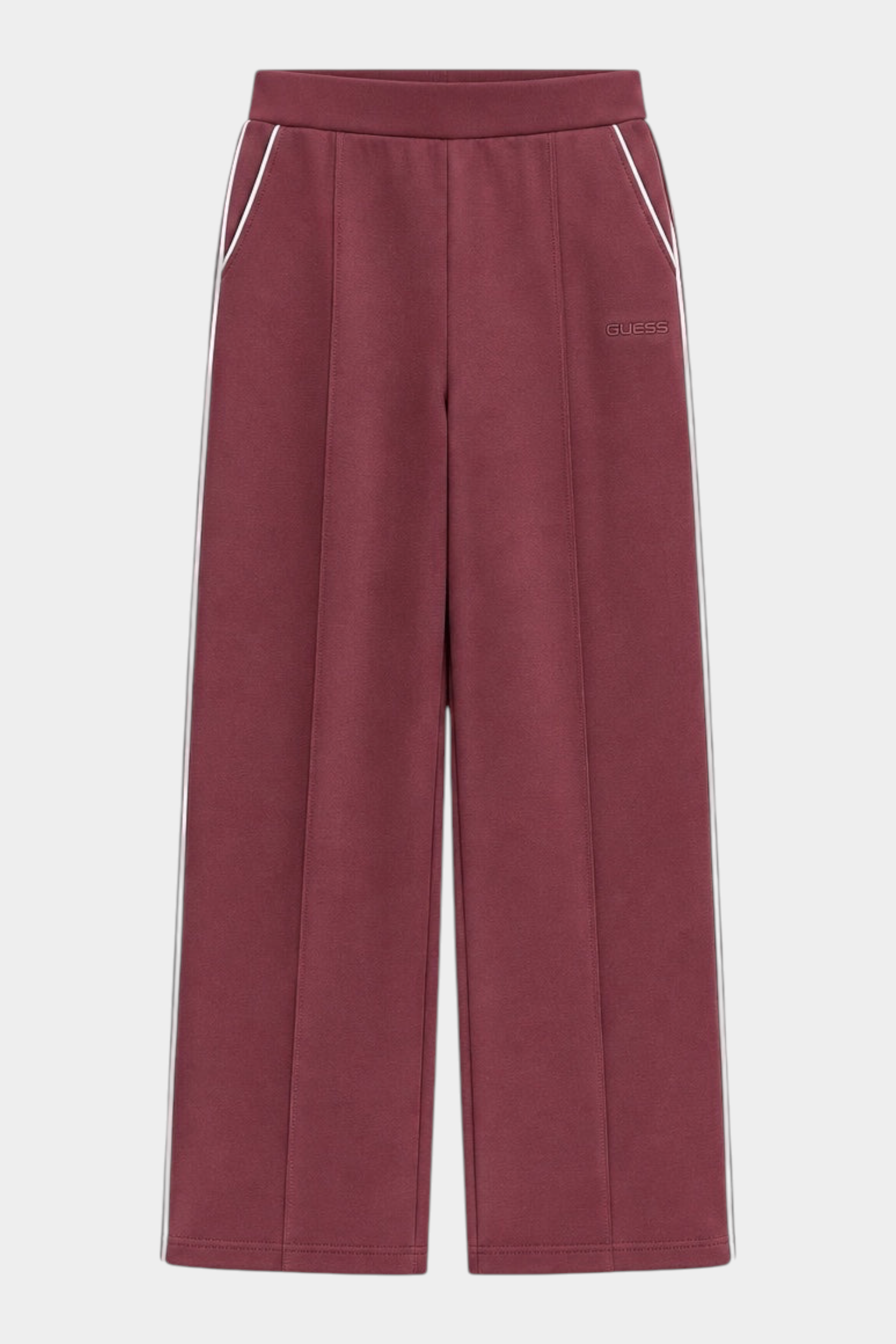 Pantalone jogger Follower SRL GUESS bordeaux con riga laterale bianca e logo ricamato