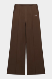 Pantalone jogger marrone da donna GUESS con gamba ampia e logo ricamato, proposto da Follower SRL