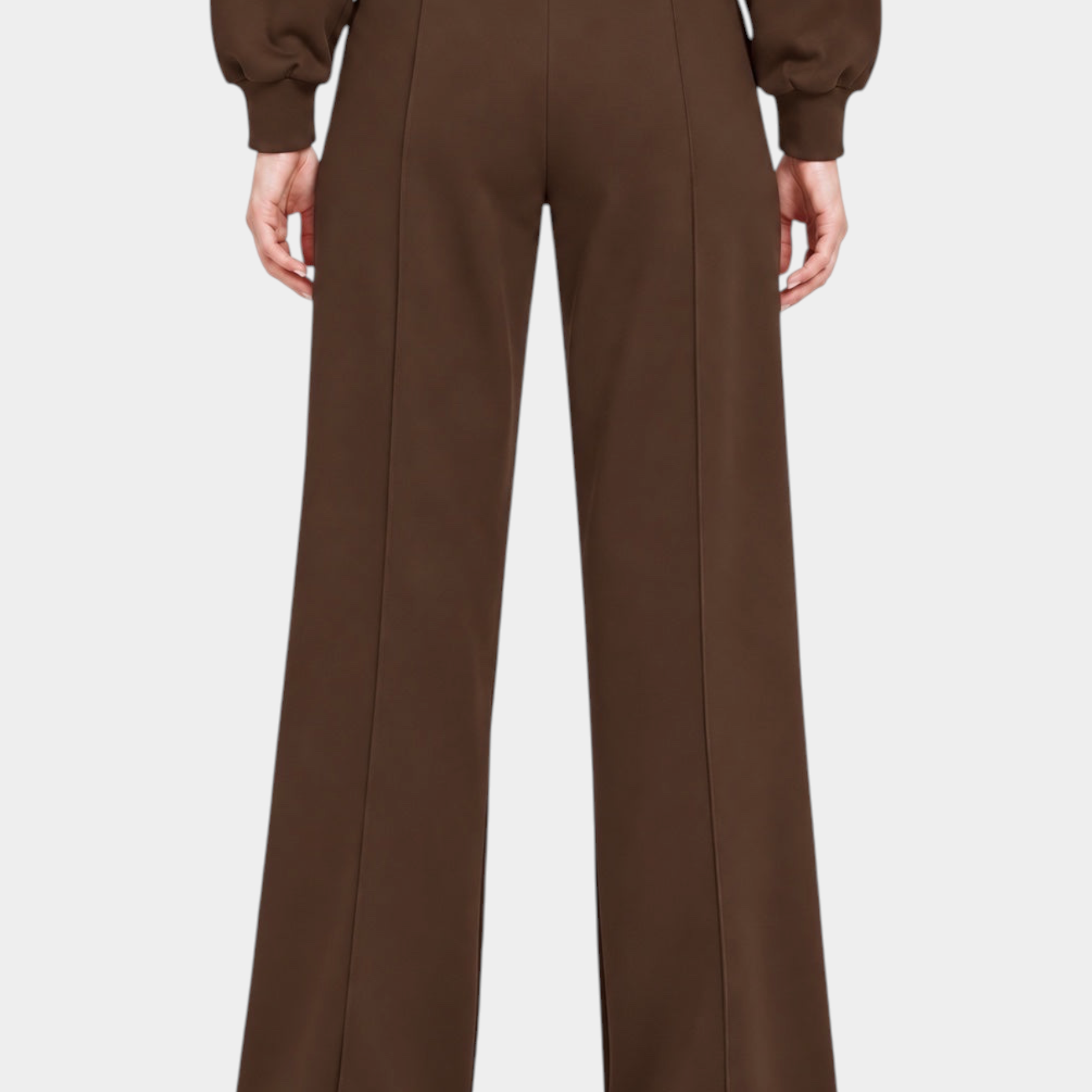 Pantalone jogger marrone GUESS da donna con gamba dritta e cucitura centrale, proposto da Follower SRL