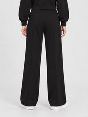 Pantalone jogger nero da donna GUESS con taglio dritto e vestibilità comoda, visto da dietro, Follower SRL