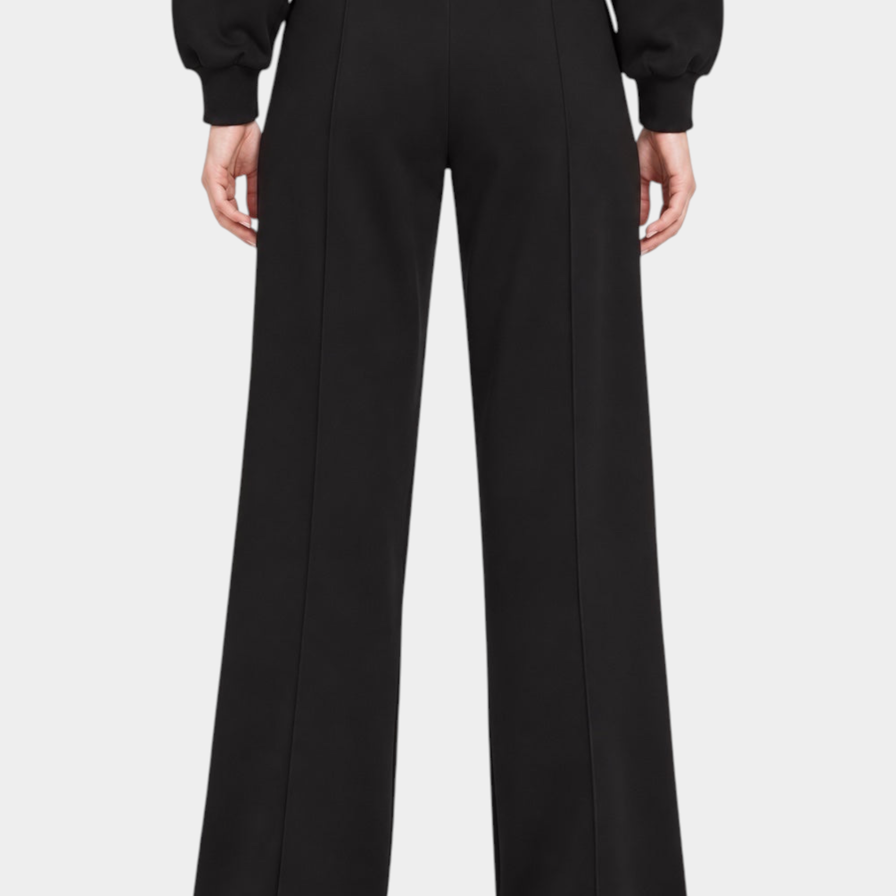 Pantalone jogger nero da donna GUESS con taglio dritto e vestibilità comoda, visto da dietro, Follower SRL