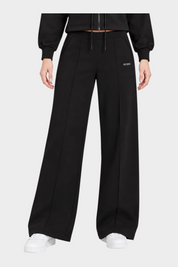 Pantalone jogger nero Follower SRL GUESS a gamba larga con coulisse in vita e logo ricamato
