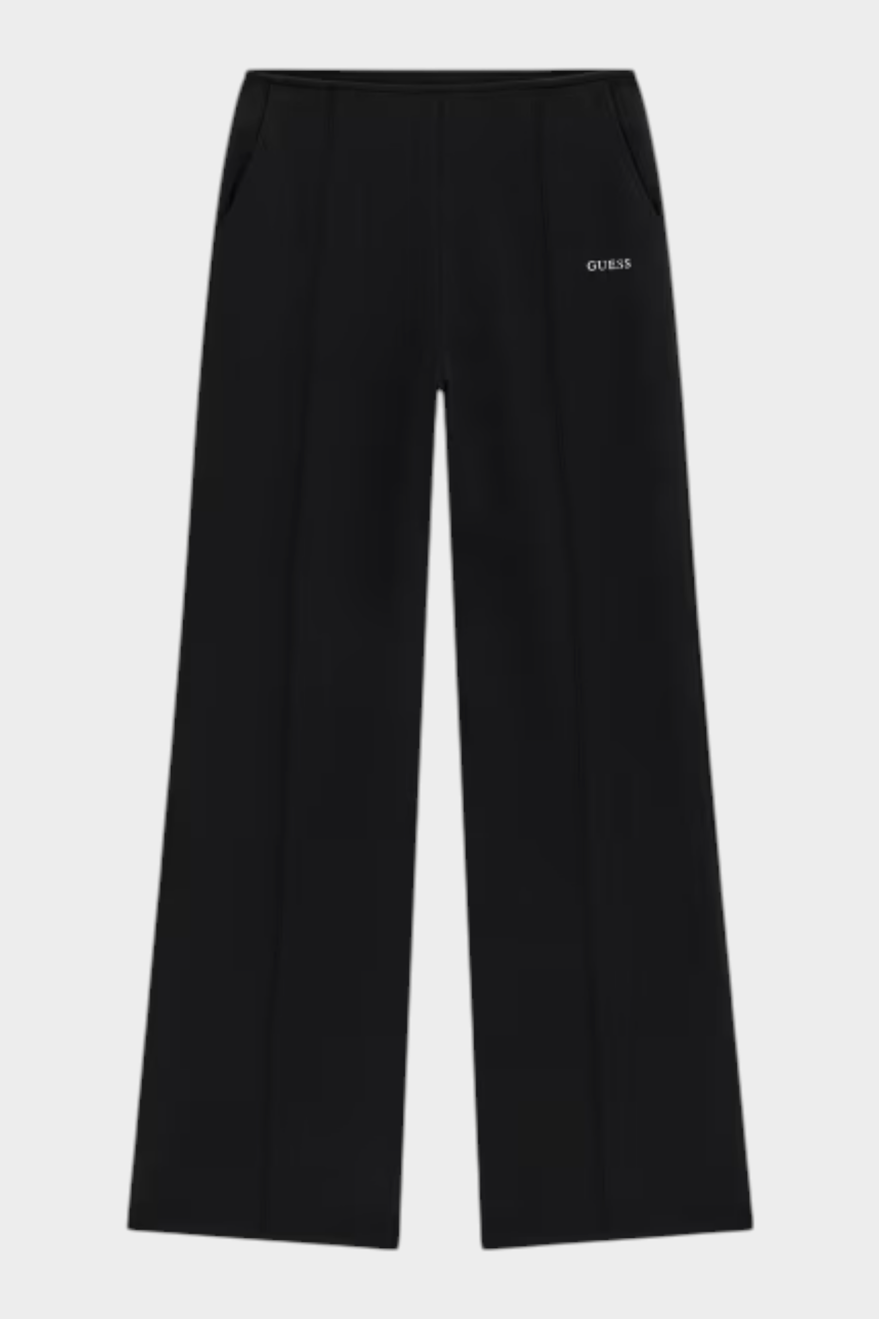 Pantalone jogger nero da donna GUESS con logo ricamato, venduto da Follower SRL