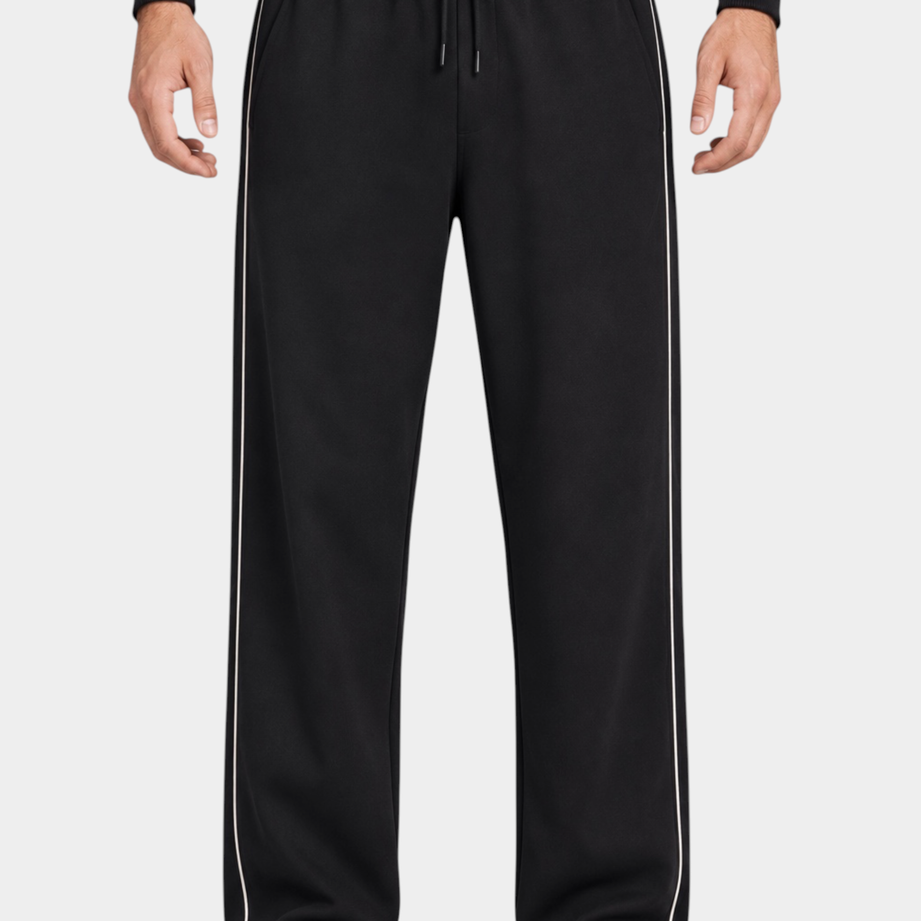Pantalone jogger nero Follower SRL con riga laterale bianca e vita elasticizzata con coulisse