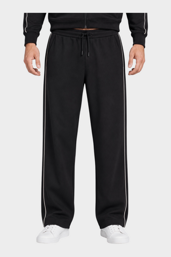 Pantalone jogger nero Follower SRL con riga laterale bianca e vita elasticizzata con coulisse