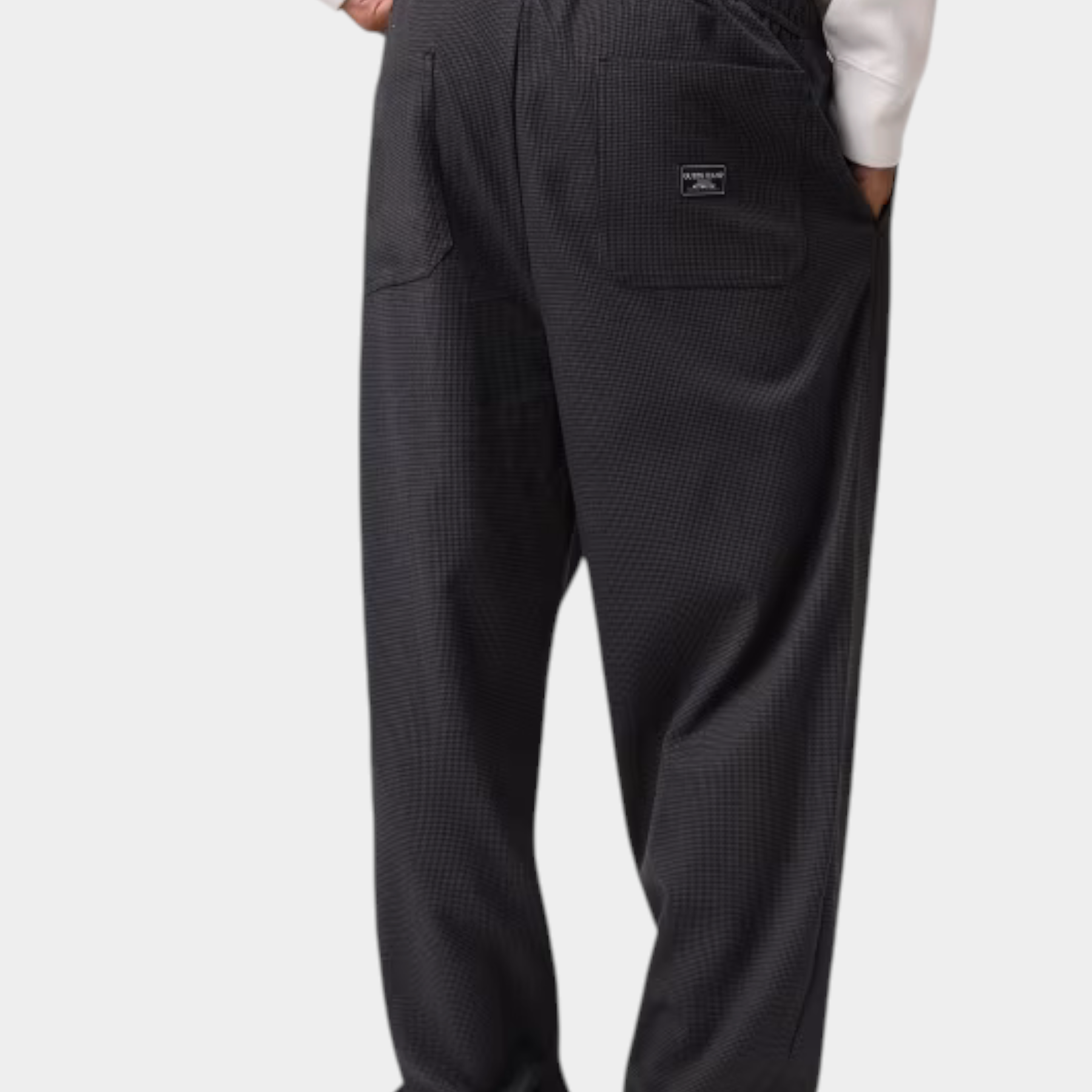 Pantalone a gamba larga Follower SRL da uomo in grigio con motivo micro-check, vita elasticizzata e tasche posteriori