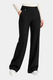 Pantalone a palazzo nero Follower SRL in tessuto compact con tasche laterali e linea elegante