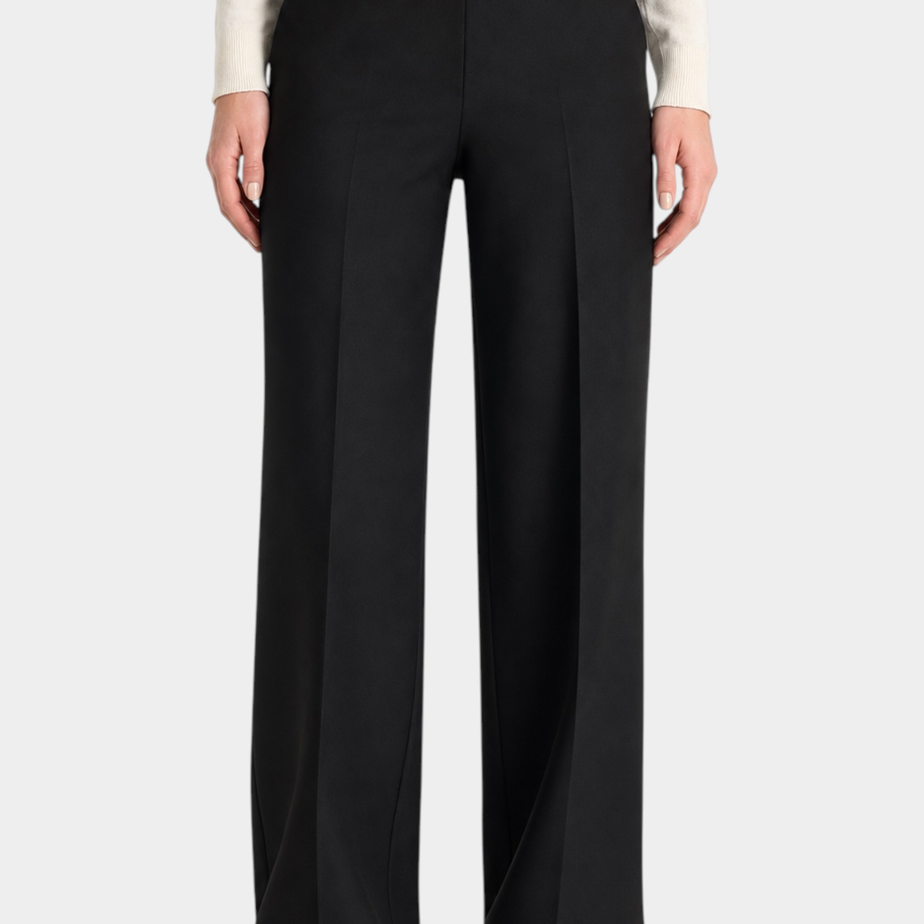 Pantalone a palazzo nero Follower SRL in tessuto compact con tasche e linea elegante