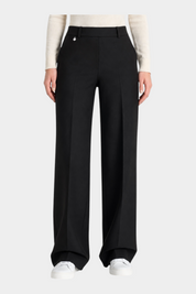 Pantalone a palazzo nero Follower SRL in tessuto compact con tasche e linea elegante