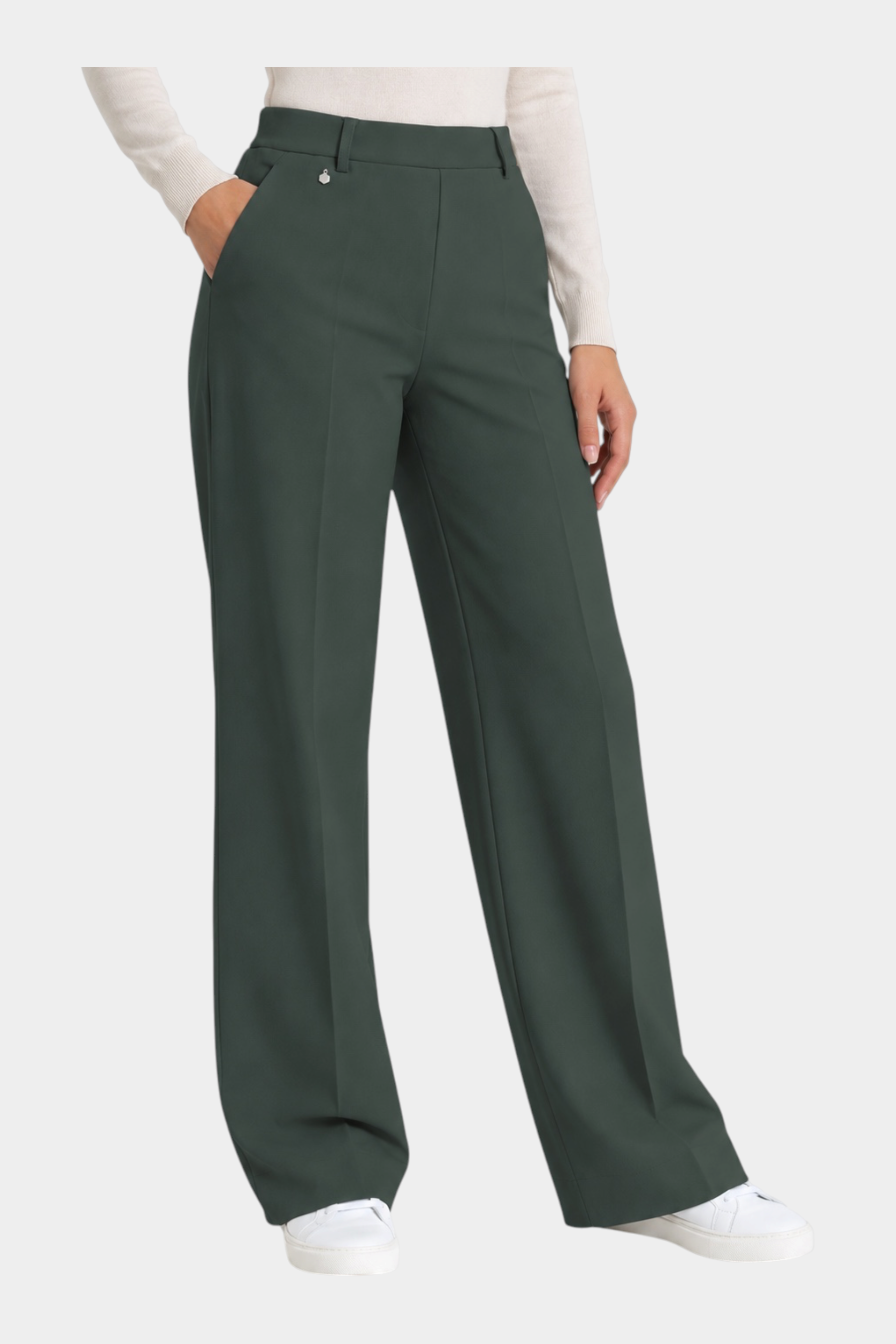 Pantalone a palazzo verde scuro Follower SRL con tasche laterali e taglio sartoriale elegante