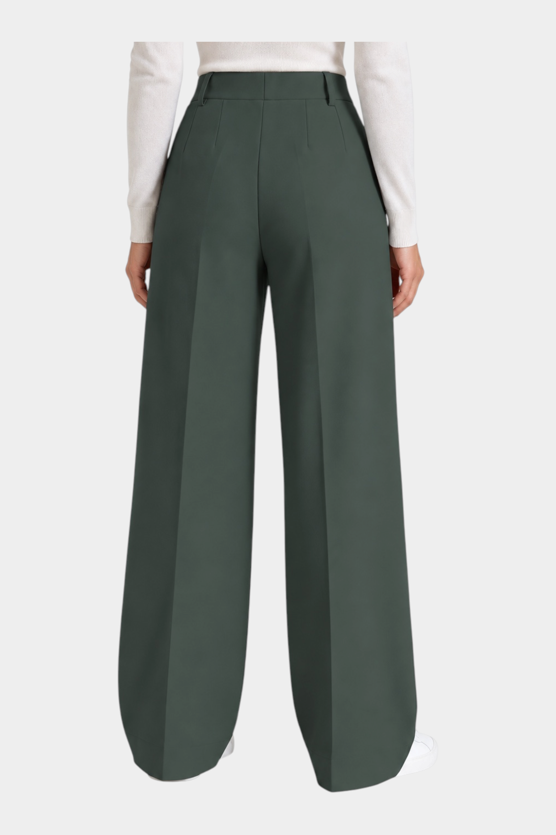 Pantalone a palazzo verde scuro Follower SRL con tasche e taglio sartoriale visto da dietro