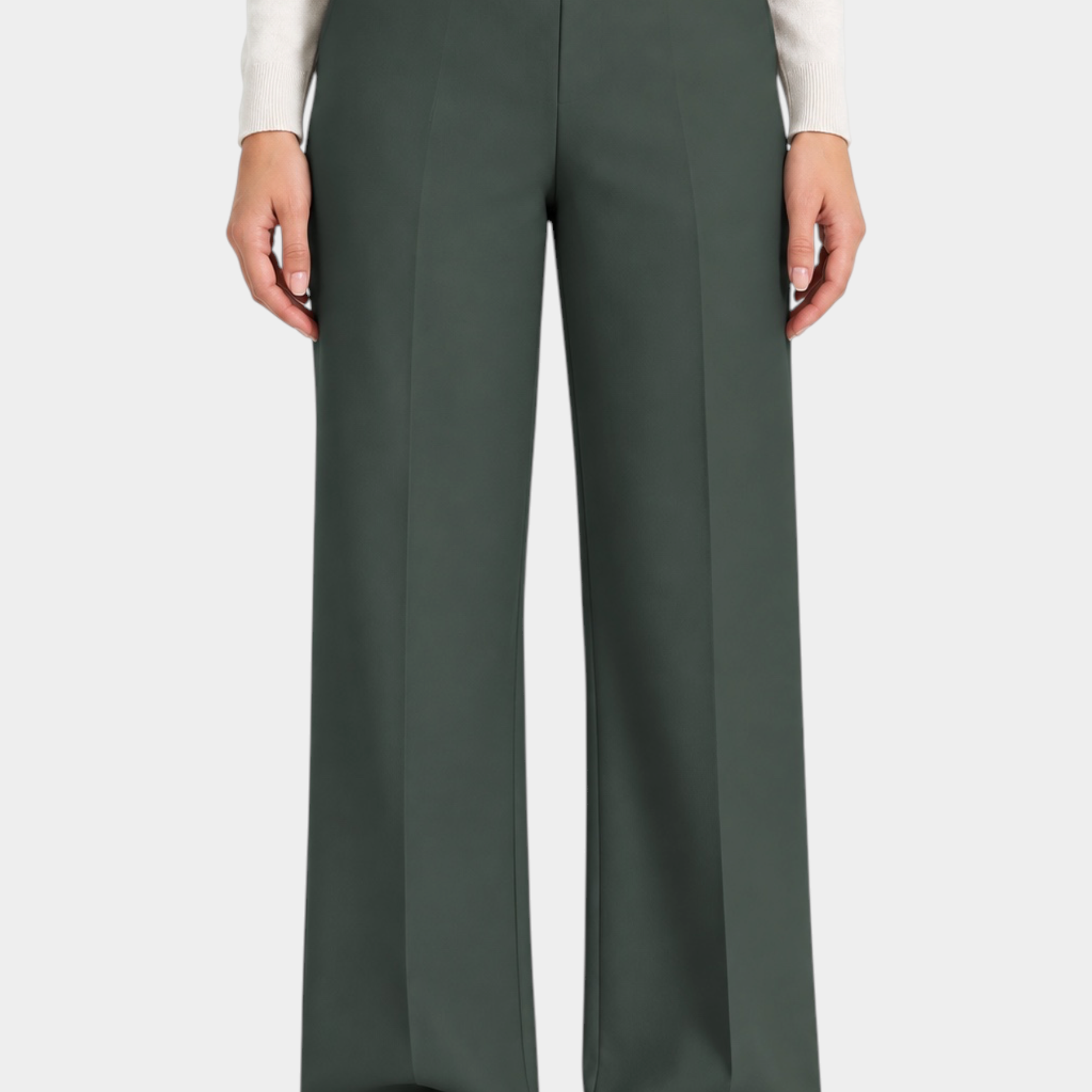 Pantalone a palazzo verde scuro Follower SRL in tessuto compact con tasche e linea elegante
