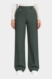Pantalone a palazzo verde scuro Follower SRL in tessuto compact con tasche e linea elegante