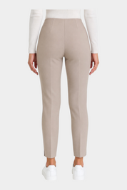 Pantalone a sigaretta Follower SRL beige in tessuto Compact con spacchetti sul fondo, vista posteriore