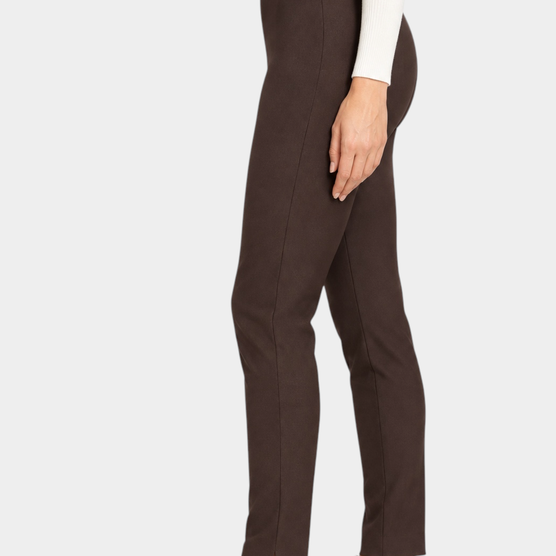 Pantalone a sigaretta marrone Follower SRL in tessuto compact con spacchetti laterali e vestibilità slim