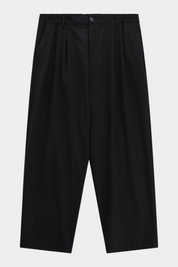 Pantaloni ampi neri da uomo Follower SRL con pince frontali e chiusura a bottone