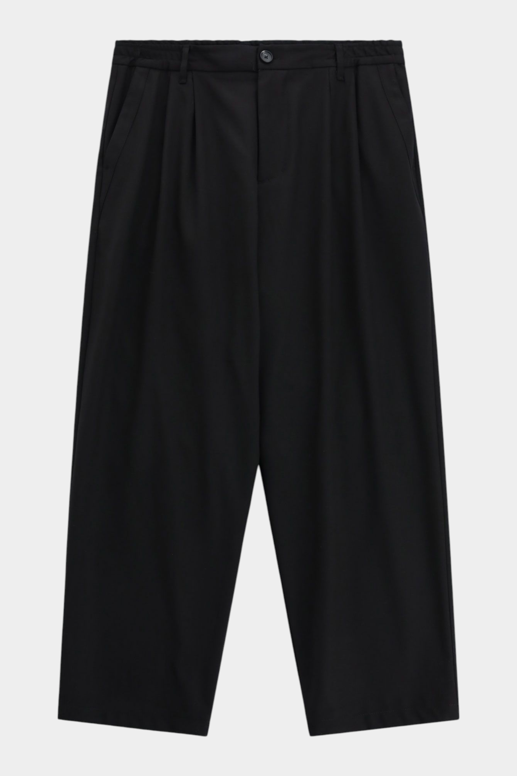 Pantaloni ampi neri da uomo Follower SRL con pince frontali e chiusura a bottone