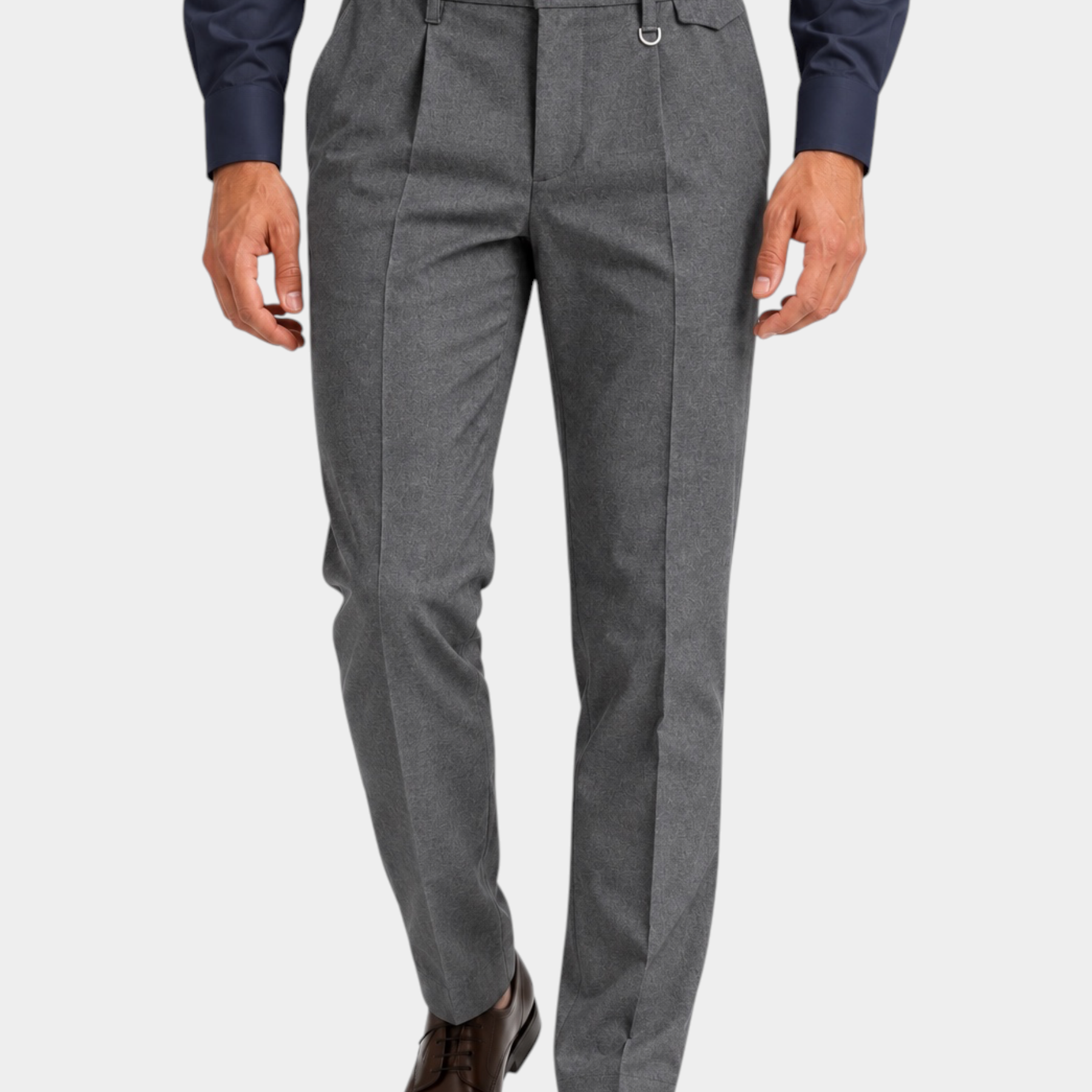 Pantaloni regular con pinces Uomo Antracite IMPERIAL di Follower SRL in tessuto grigio con dettaglio ad anello