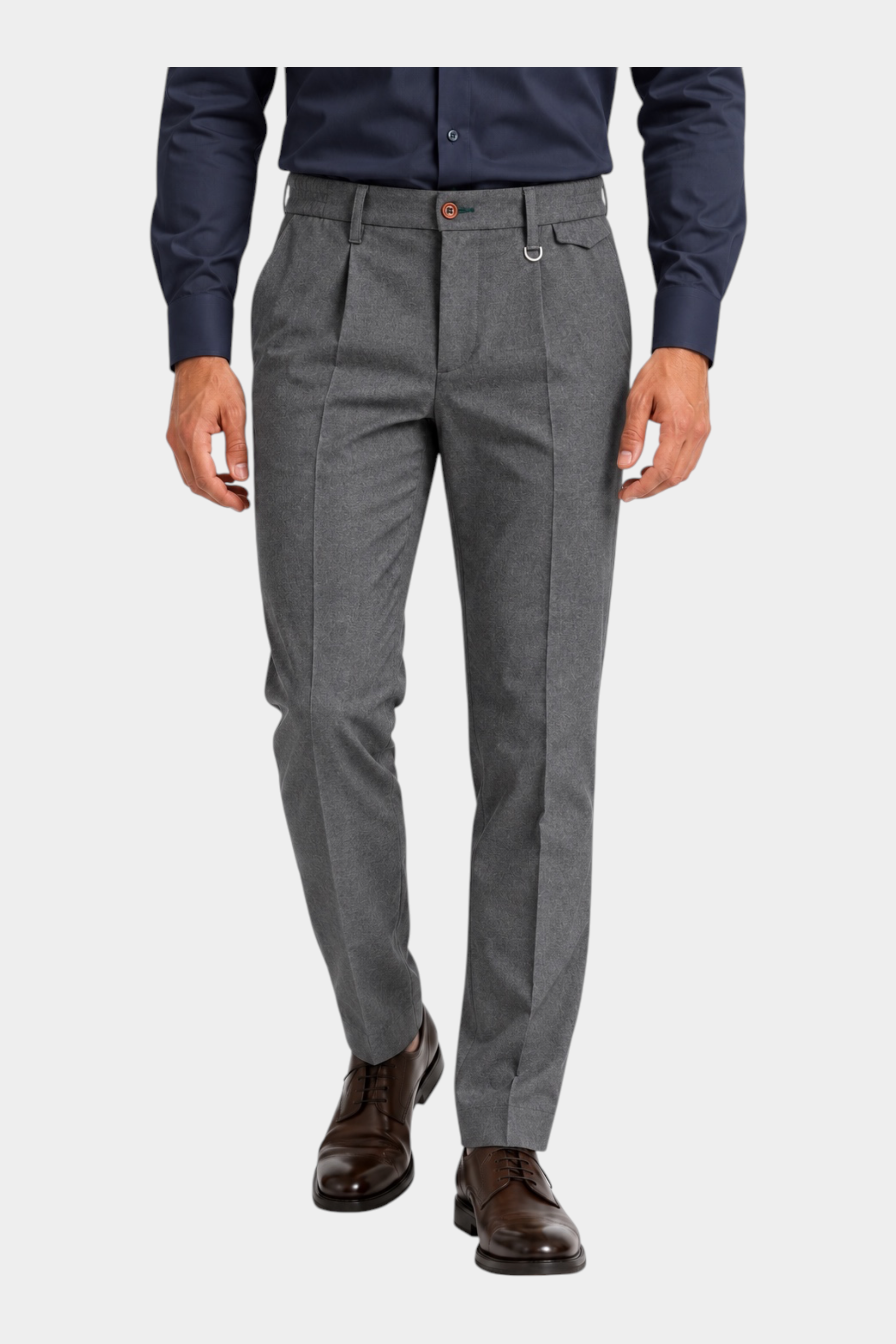 Pantaloni regular con pinces Uomo Antracite IMPERIAL di Follower SRL in tessuto grigio con dettaglio ad anello