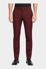 Pantaloni eleganti bordeaux Follower SRL in misto poliestere e viscosa con taglio sartoriale slim fit