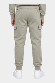 Vista posteriore di pantaloni cargo Follower SRL beige in cotone con tasche laterali e polsini elasticizzati