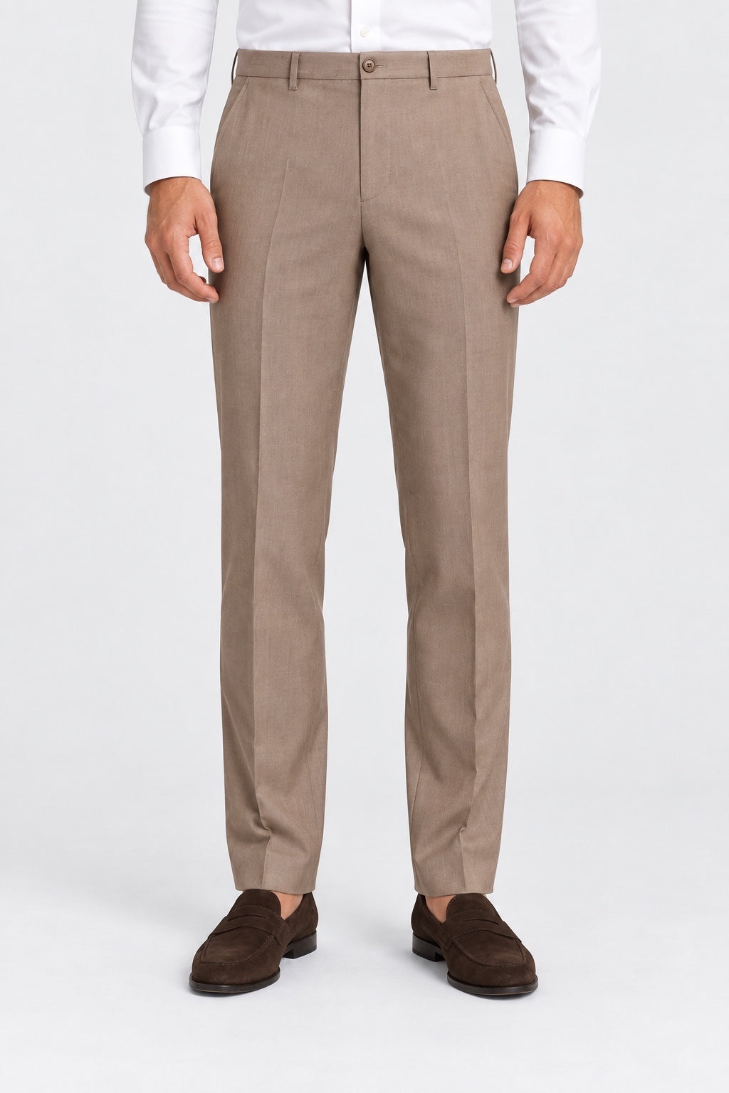 Pantaloni classici da uomo Follower SRL beige dal taglio sartoriale con chiusura a zip e bottone