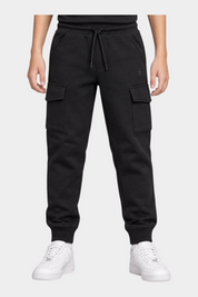 Pantaloni jogger cargo neri Follower SRL per bambino con tasche laterali e coulisse in vita