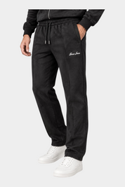 Pantaloni jogger Follower SRL in ciniglia nera da uomo con logo Guess Jeans ricamato e vita elasticizzata