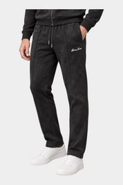 Pantaloni jogger Follower SRL in ciniglia nera da uomo con logo Guess Jeans ricamato e coulisse in vita