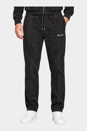Pantaloni jogger Follower SRL in ciniglia nera da uomo con logo Guess Jeans ricamato e coulisse in vita