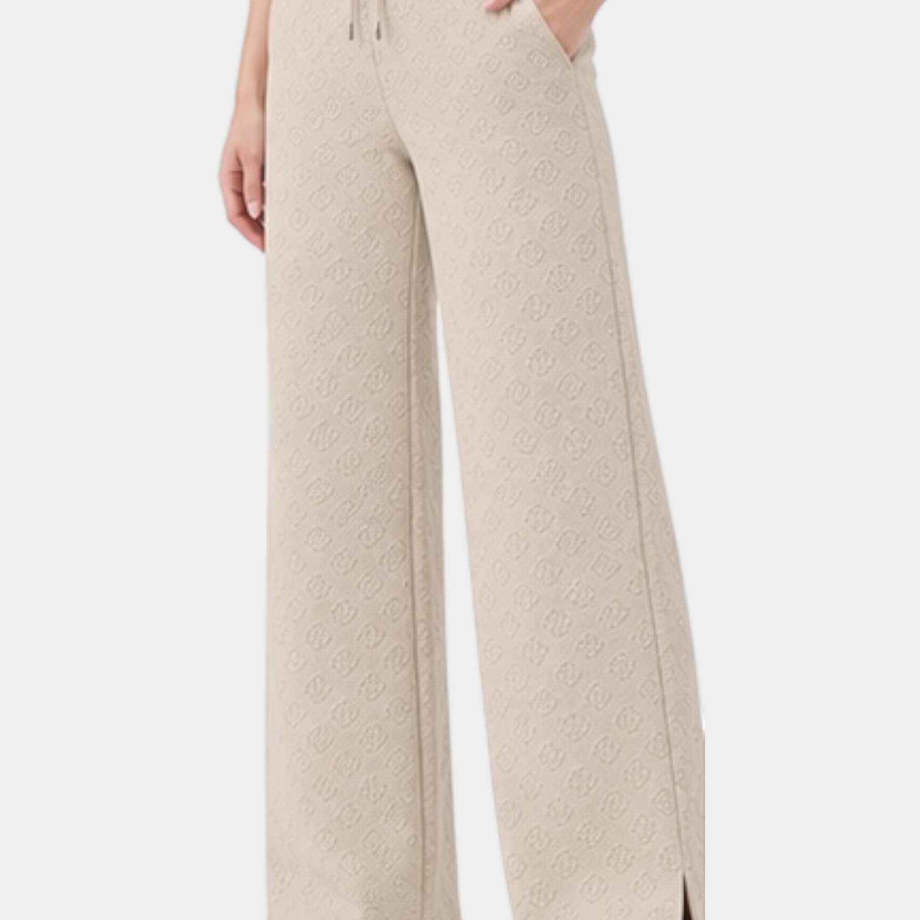 Pantaloni jogger Follower SRL color ecru con stampa logo 4G all-over, vita alta con coulisse e gamba ampia