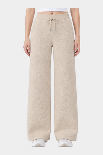 Pantaloni jogger Follower SRL color ecru con motivo logo 4G in rilievo e vestibilità ampia