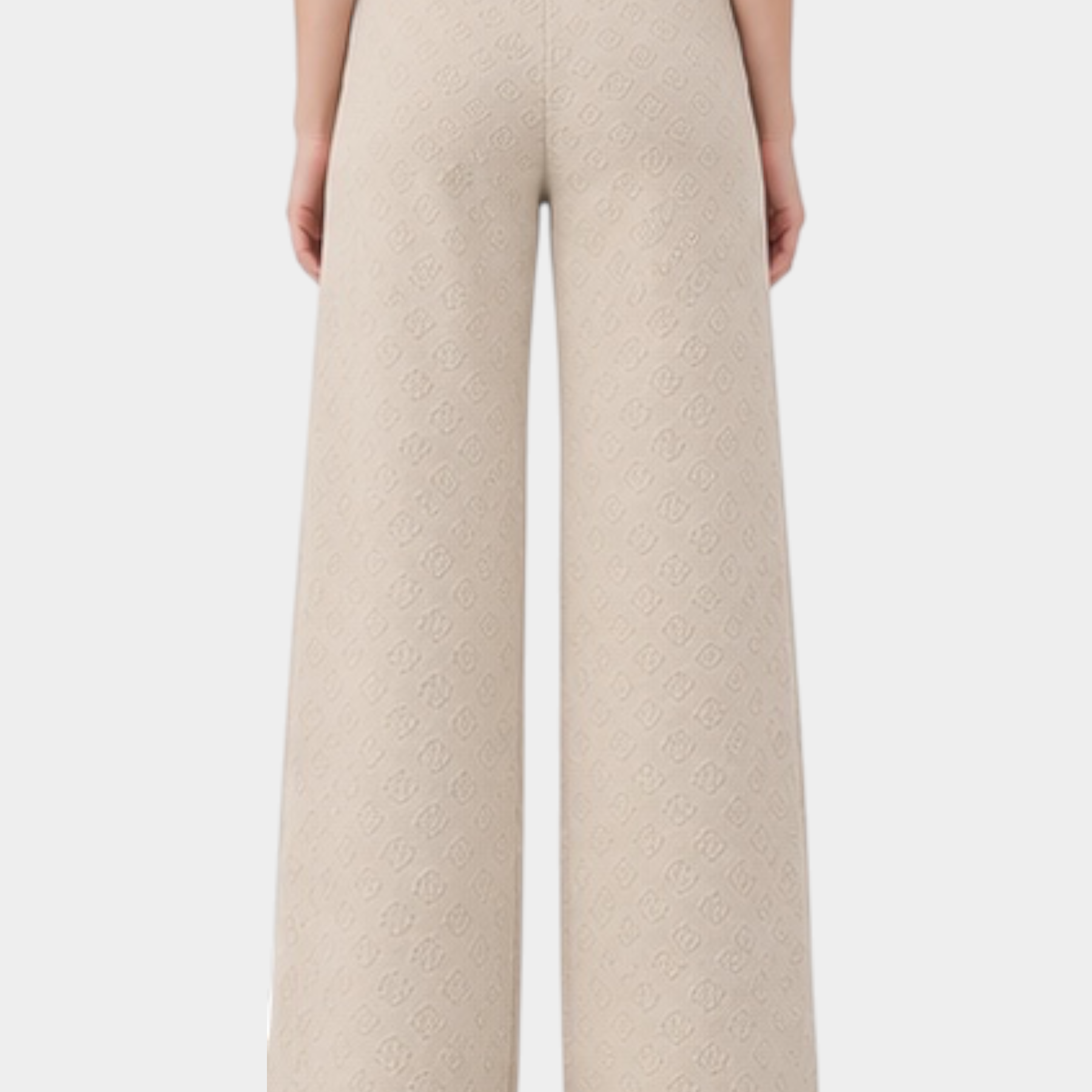 Pantaloni jogger Follower SRL color ecru a gamba larga con motivo logo 4G in rilievo su tutta la superficie